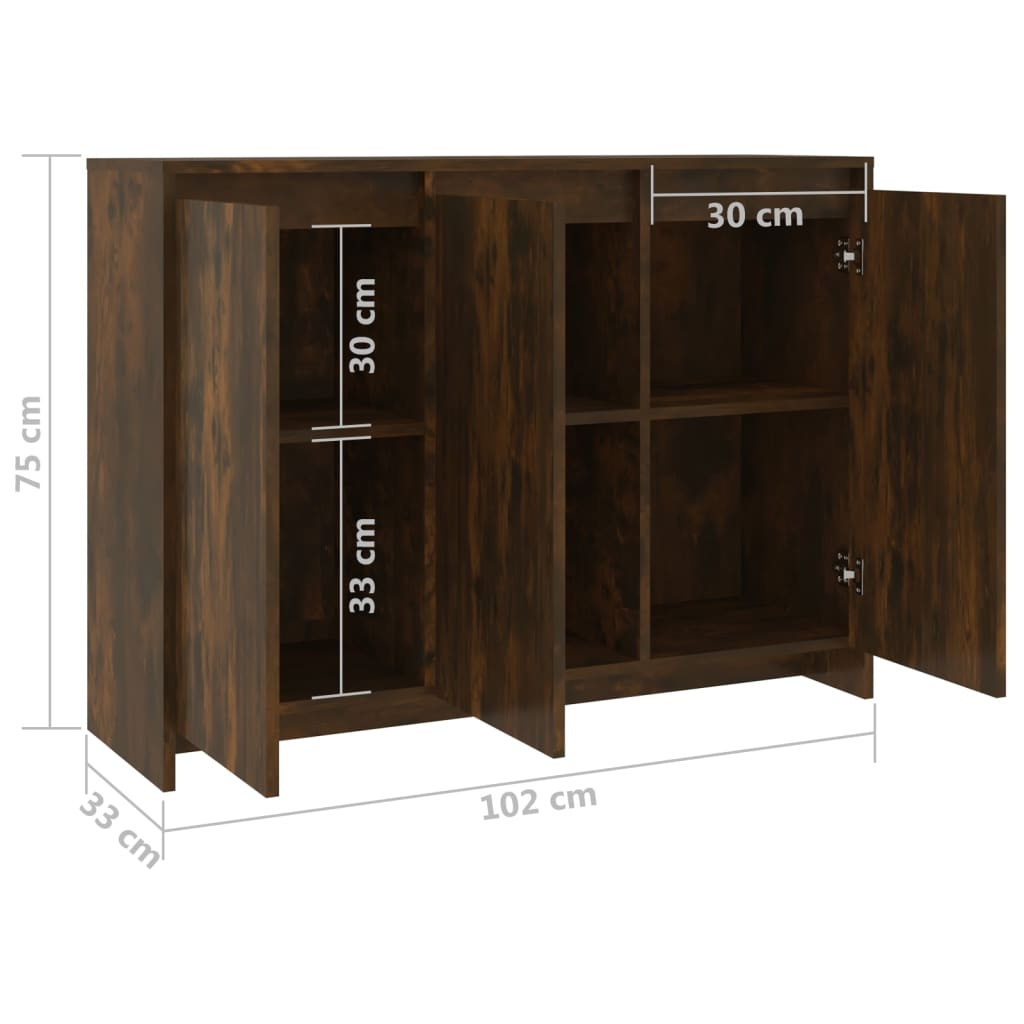 Dressoir 02X33X75 Cm Spaanplaat Kleurig Gerookt eiken