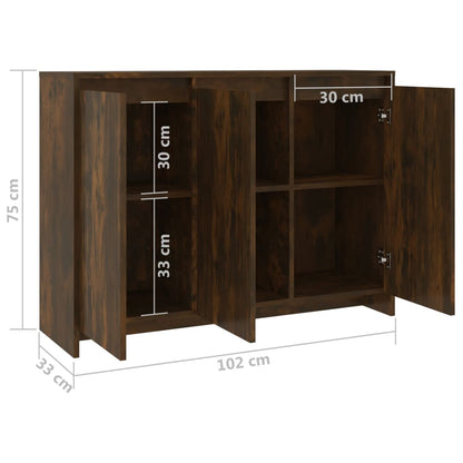 Dressoir 02X33X75 Cm Spaanplaat Kleurig Gerookt eiken
