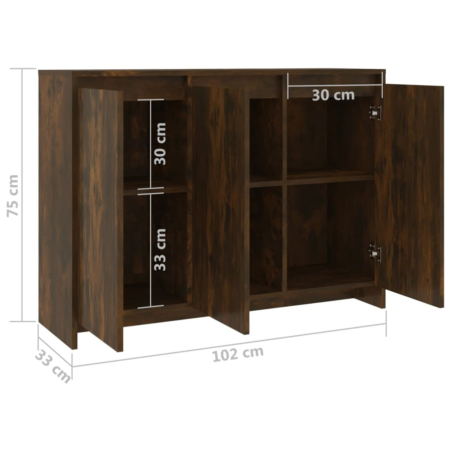 Dressoir 02X33X75 Cm Spaanplaat Kleurig Gerookt eiken