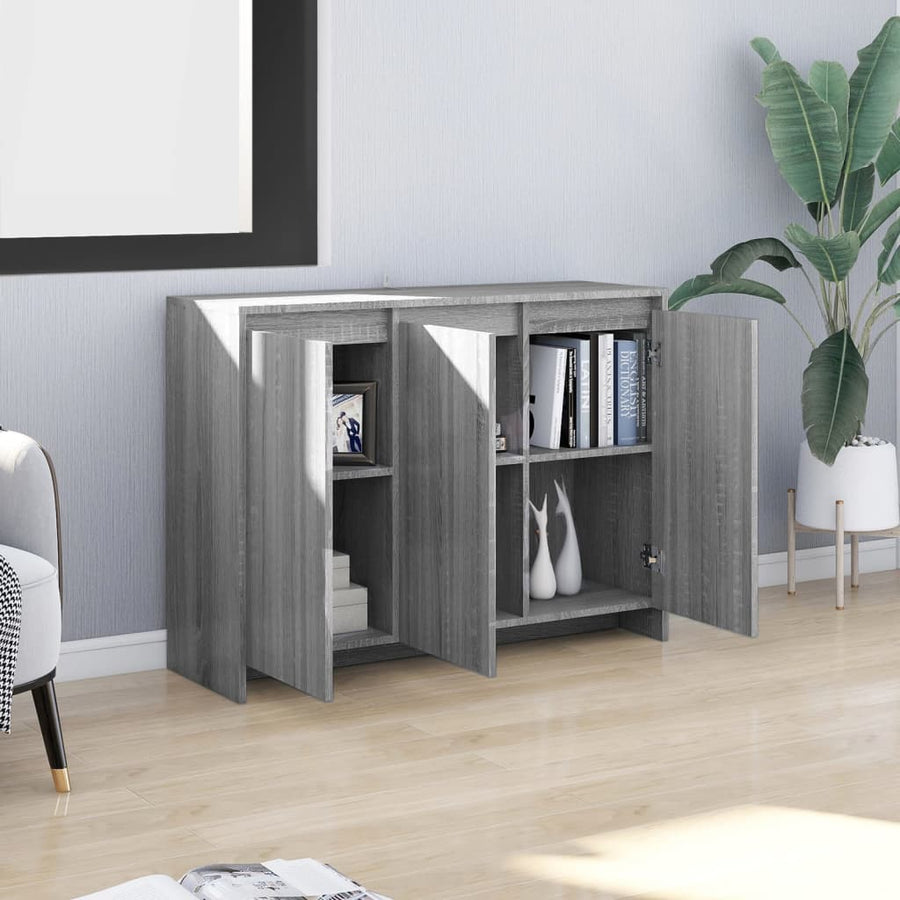 Dressoir 02X33X75 Cm Spaanplaat Eikenkleurig Grijs sonoma
