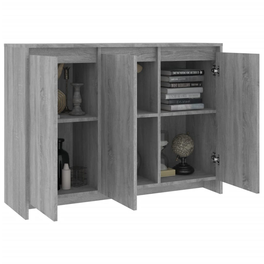 Dressoir 02X33X75 Cm Spaanplaat Eikenkleurig Grijs sonoma