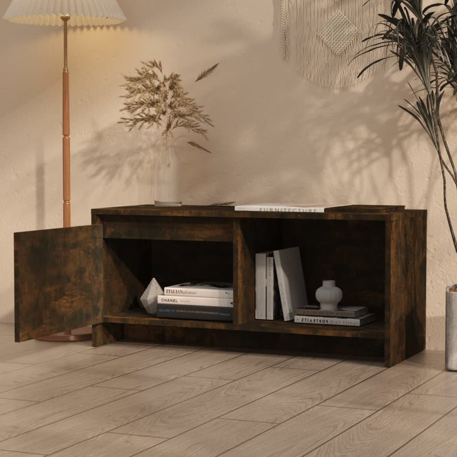 Tv-Meubel 90X35X40 Cm Bewerkt Hout Kleurig Gerookt eiken