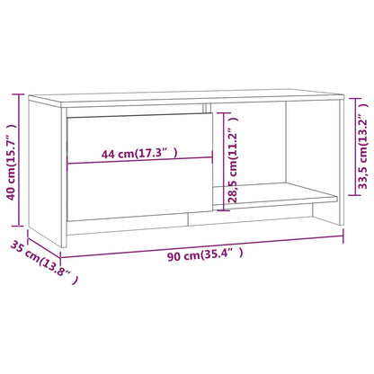 Tv-Meubel 90X35X40 Cm Bewerkt Hout Kleurig Gerookt eiken
