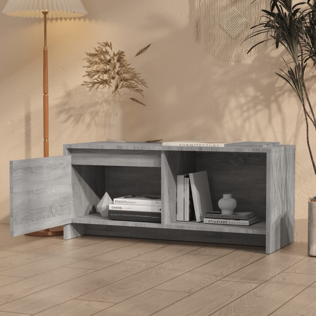 Tv-Meubel 90X35X40 Cm Bewerkt Hout Eikenkleurig Grijs sonoma