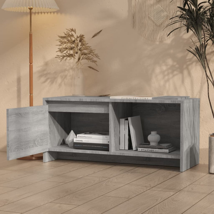 Tv-Meubel 90X35X40 Cm Bewerkt Hout Eikenkleurig Grijs sonoma