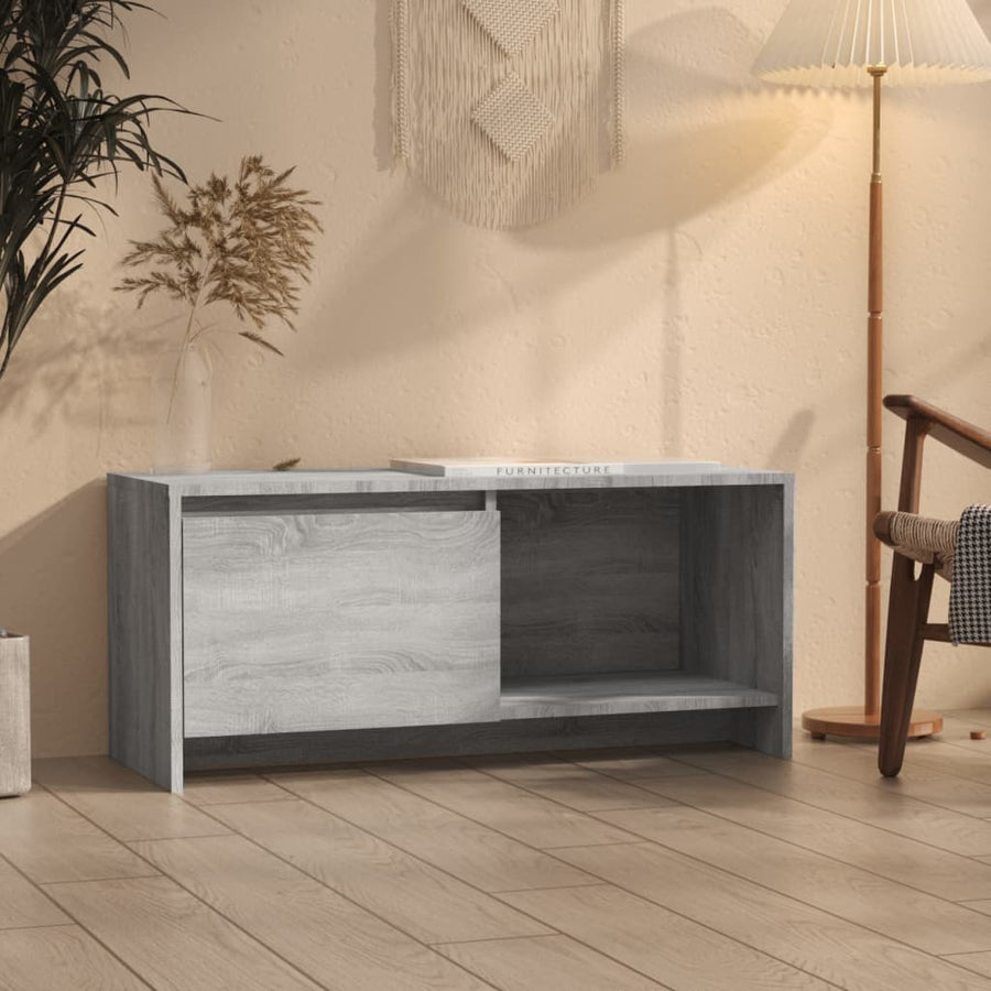 Tv-Meubel 90X35X40 Cm Bewerkt Hout Eikenkleurig Grijs sonoma