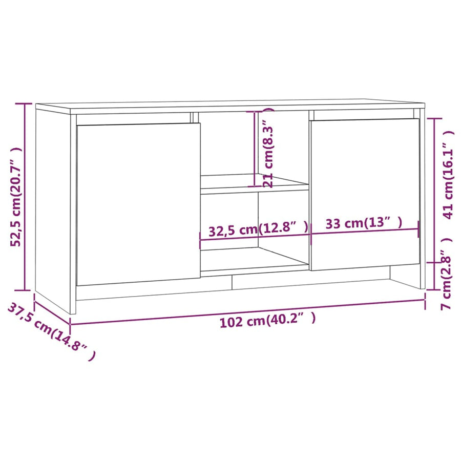 Tv-Meubel 02X37,5X52,5 Cm Spaanplaat Kleurig Gerookt eiken