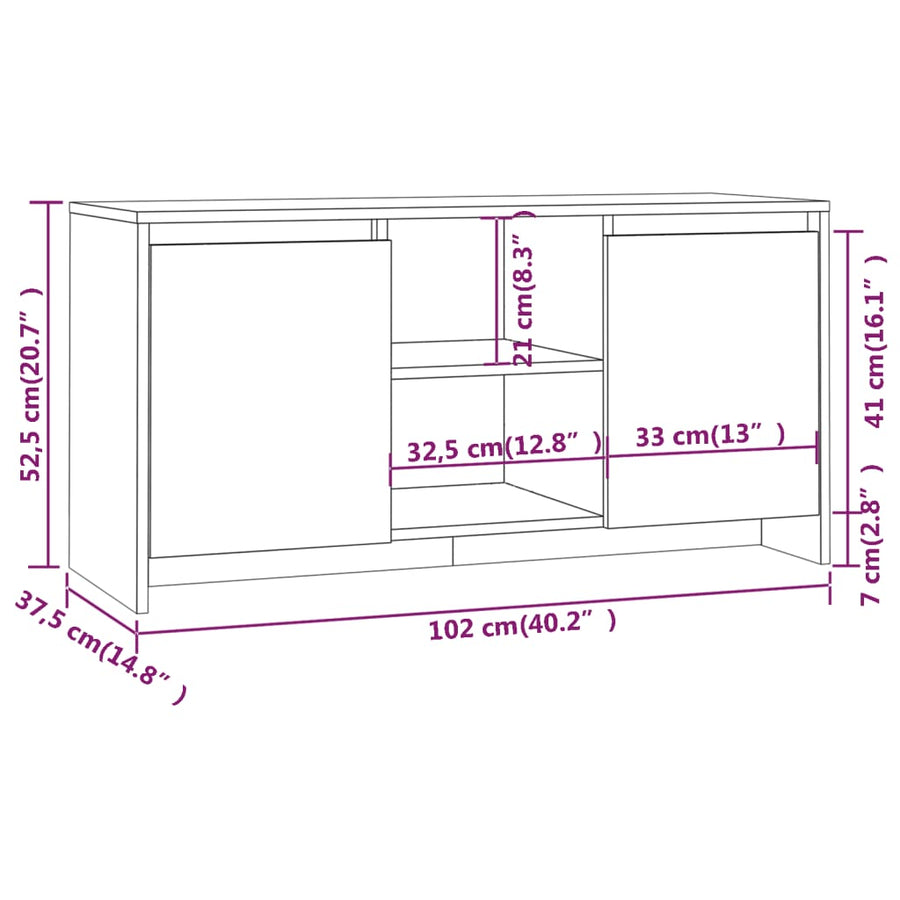 Tv-Meubel 02X37,5X52,5 Cm Spaanplaat Eikenkleurig Grijs sonoma