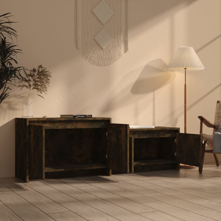 Tv-Meubel 146,5X35X50 Cm Bewerkt Hout Kleurig Gerookt eiken