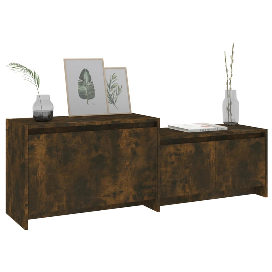 Tv-Meubel 146,5X35X50 Cm Bewerkt Hout Kleurig Gerookt eiken
