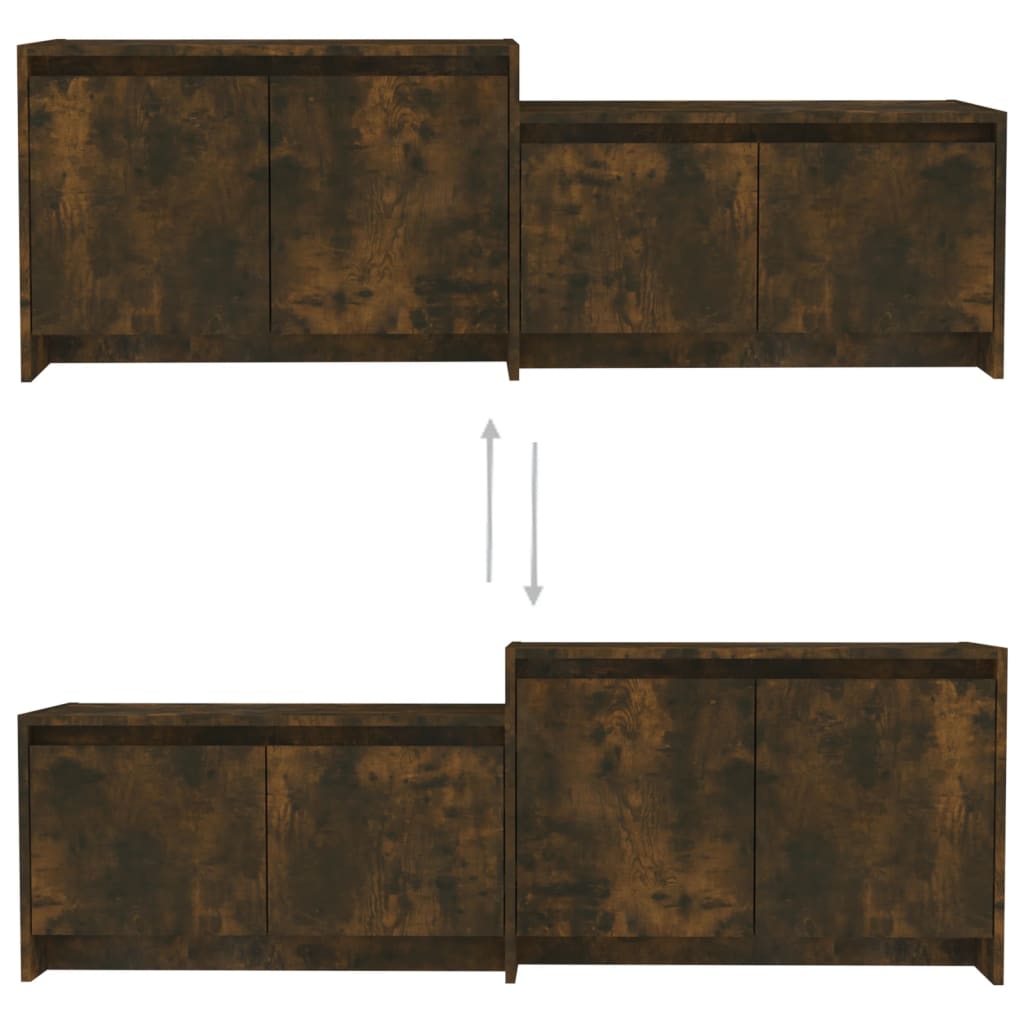 Tv-Meubel 146,5X35X50 Cm Bewerkt Hout Kleurig Gerookt eiken