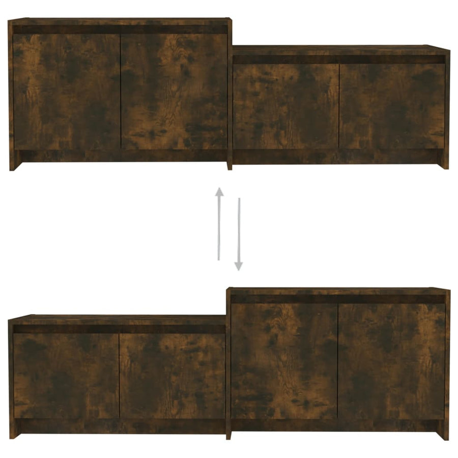 Tv-Meubel 146,5X35X50 Cm Bewerkt Hout Kleurig Gerookt eiken