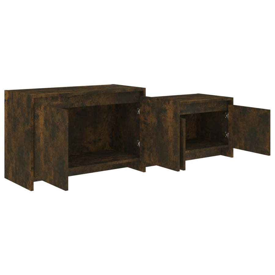 Tv-Meubel 146,5X35X50 Cm Bewerkt Hout Kleurig Gerookt eiken