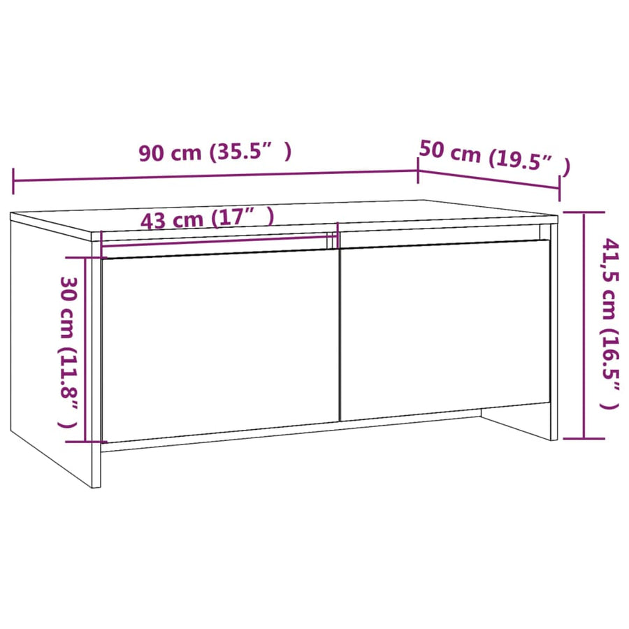 Salontafel 90X50X4,5 Cm Spaanplaat Sonoma Eikenkleurig Gerookt eiken