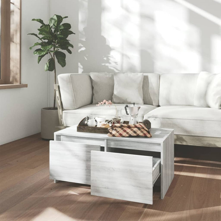 Salontafel 90X50X4,5 Cm Spaanplaat Eikenkleurig Grijs sonoma