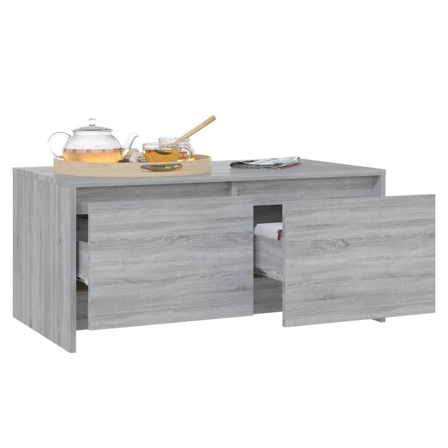 Salontafel 90X50X4,5 Cm Spaanplaat Eikenkleurig Grijs sonoma
