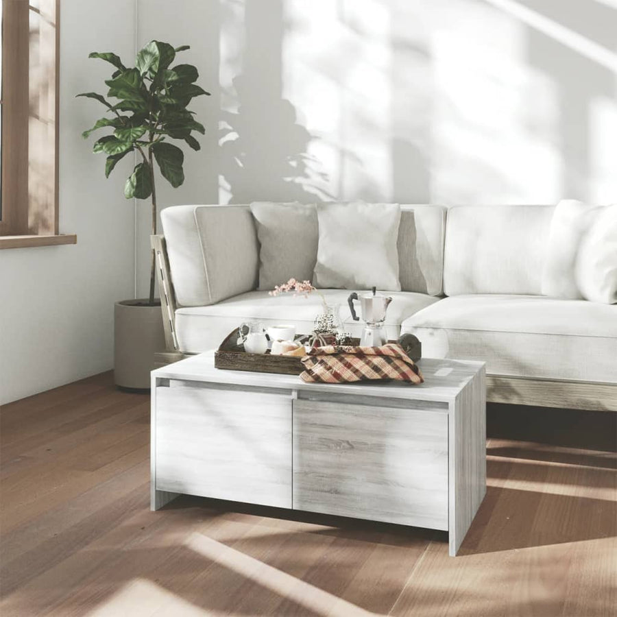 Salontafel 90X50X4,5 Cm Spaanplaat Eikenkleurig Grijs sonoma