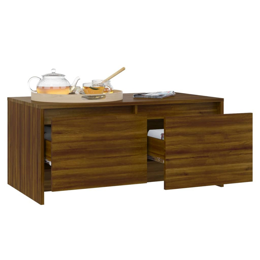 Salontafel 90X50X4,5 Cm Bewerkt Hout bruin eikenkleur