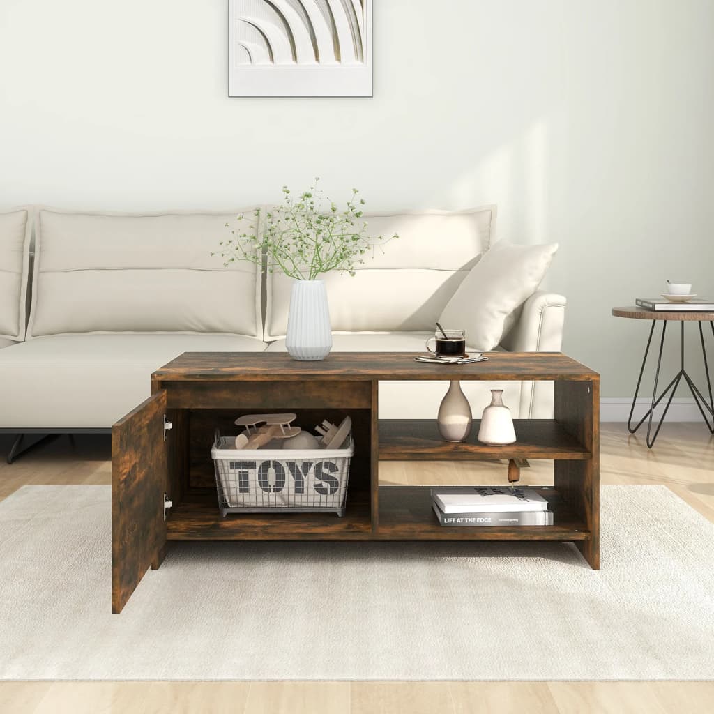 Salontafel 02X50X45 Cm Bewerkt Hout Kleurig Gerookt eiken