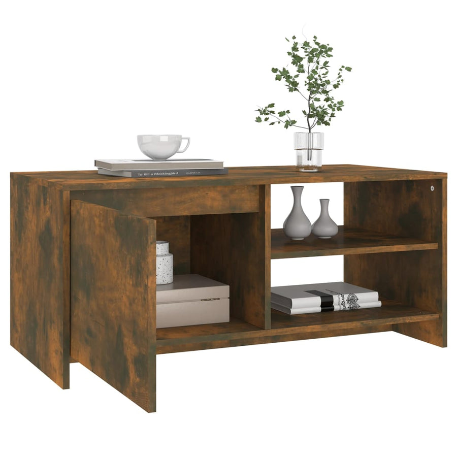 Salontafel 02X50X45 Cm Bewerkt Hout Kleurig Gerookt eiken