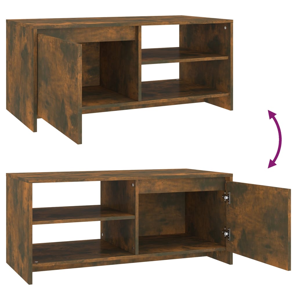 Salontafel 02X50X45 Cm Bewerkt Hout Kleurig Gerookt eiken