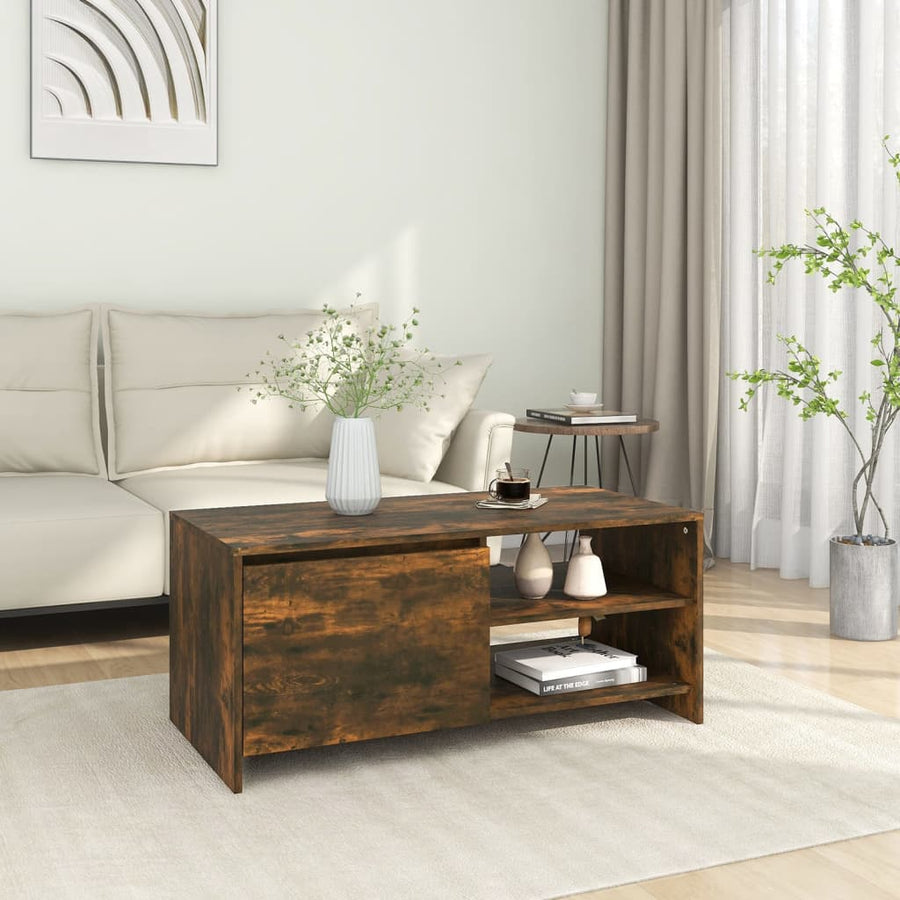 Salontafel 02X50X45 Cm Bewerkt Hout Kleurig Gerookt eiken