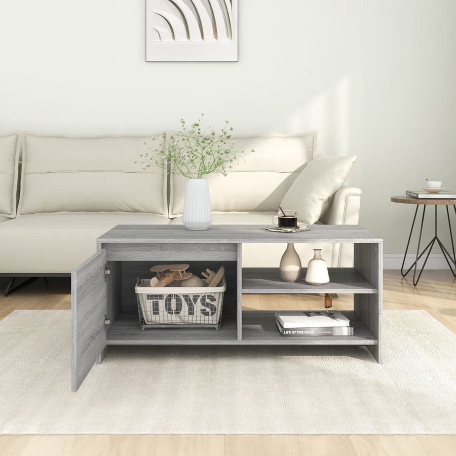Salontafel 102X50X45 Cm Bewerkt Hout Eikenkleurig Grijs sonoma