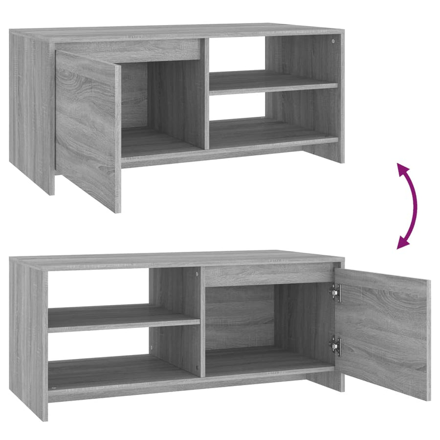 Salontafel 102X50X45 Cm Bewerkt Hout Eikenkleurig Grijs sonoma