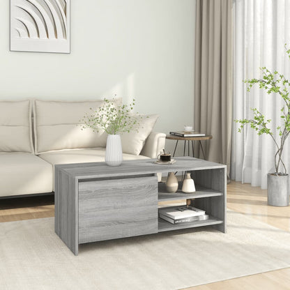Salontafel 102X50X45 Cm Bewerkt Hout Eikenkleurig Grijs sonoma