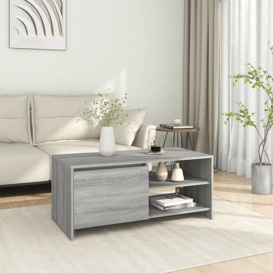 Salontafel 102X50X45 Cm Bewerkt Hout Eikenkleurig Grijs sonoma