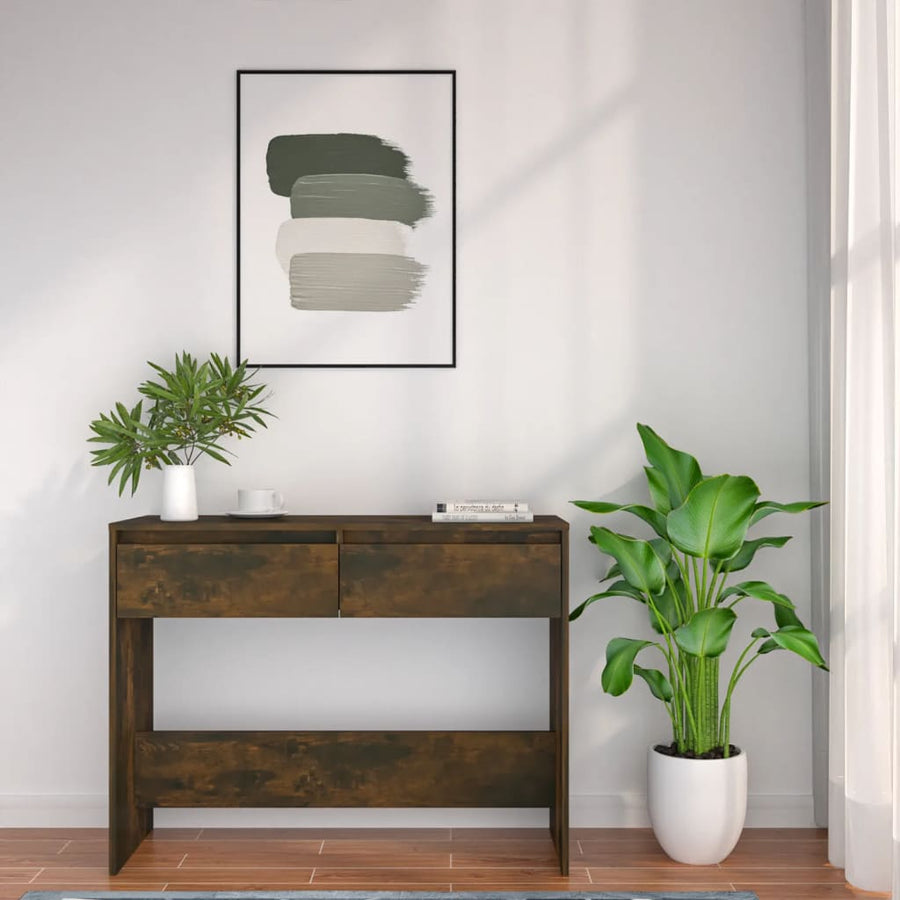 Wandtafel 100X35X76,5 Cm Bewerkt Hout Gerookt Eikenkleurig