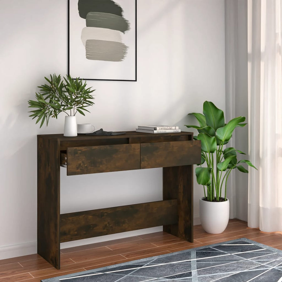 Wandtafel 100X35X76,5 Cm Bewerkt Hout Gerookt Eikenkleurig