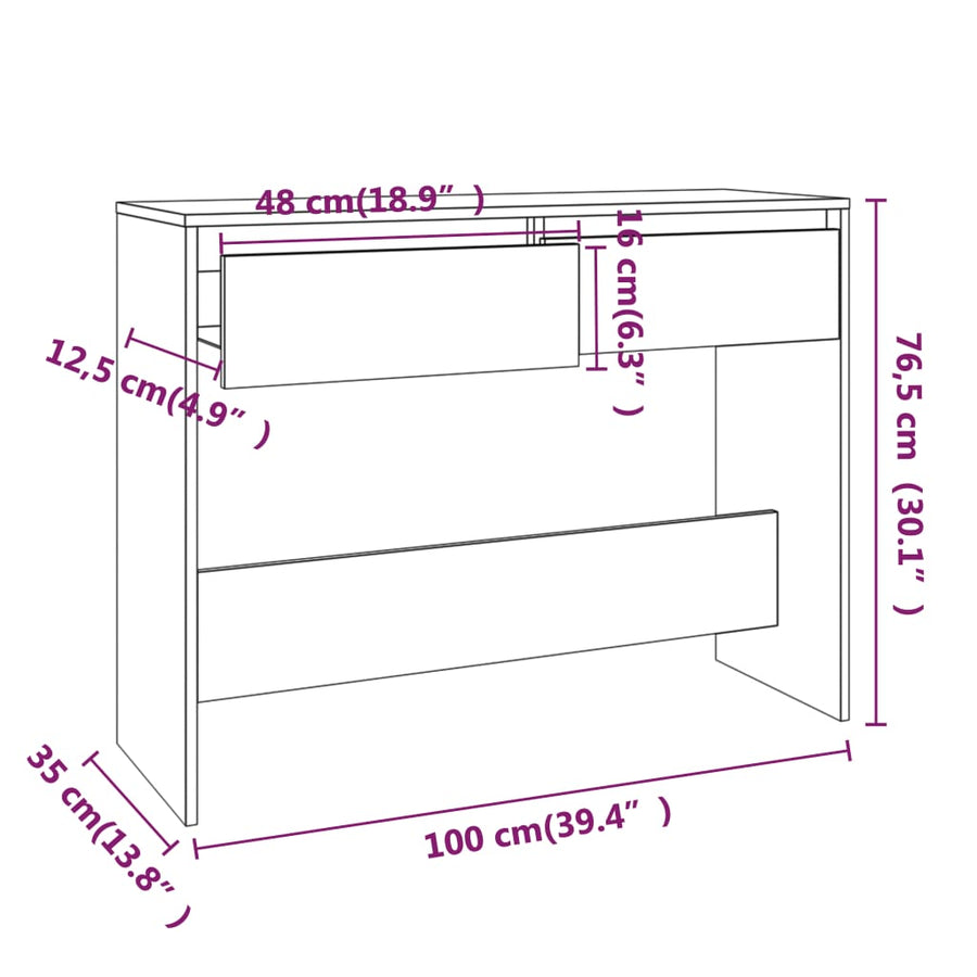 Wandtafel 100X35X76,5 Cm Bewerkt Hout Eikenkleurig Grijs sonoma