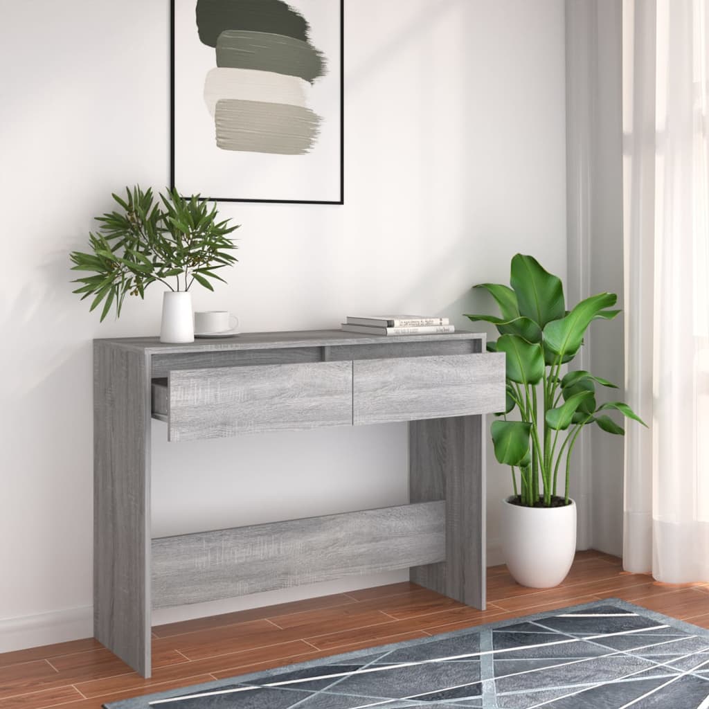 Wandtafel 100X35X76,5 Cm Bewerkt Hout Eikenkleurig Grijs sonoma