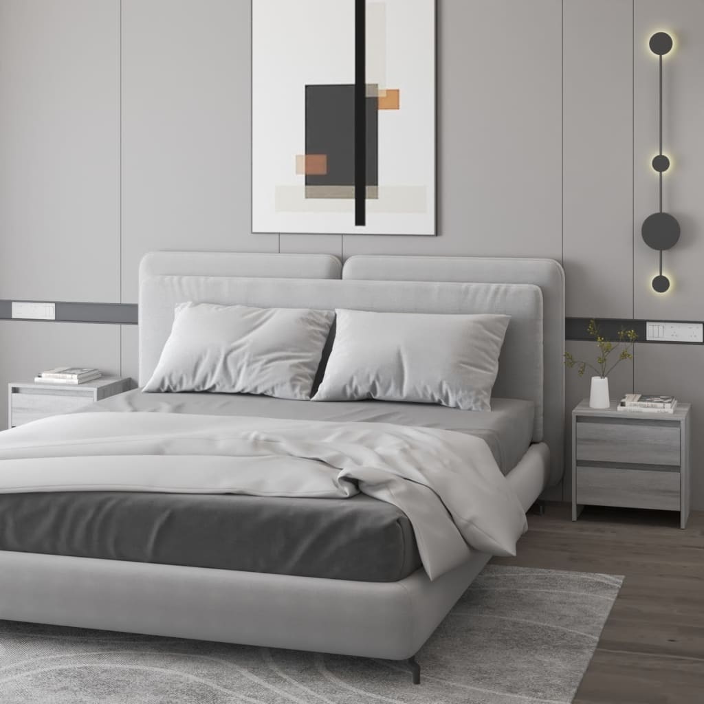 Nachtkastjes 45X34,5X44,5 Cm Spaanplaat Eiken 2 Grijs sonoma