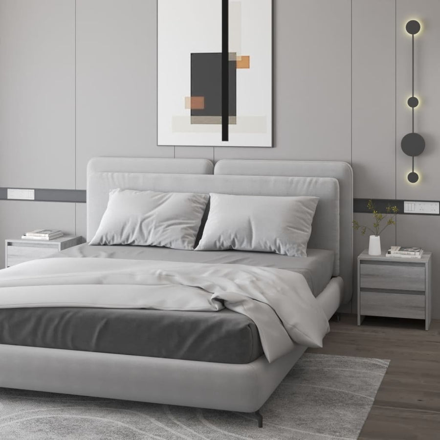 Nachtkastjes 45X34,5X44,5 Cm Spaanplaat Eiken 2 Grijs sonoma