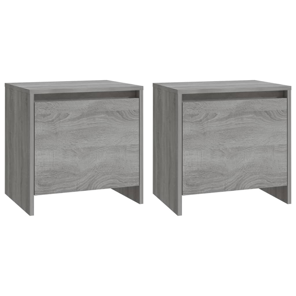 Nachtkastjes 45X34X44,5 Cm Bewerkt Hout Eiken 2 Grijs sonoma