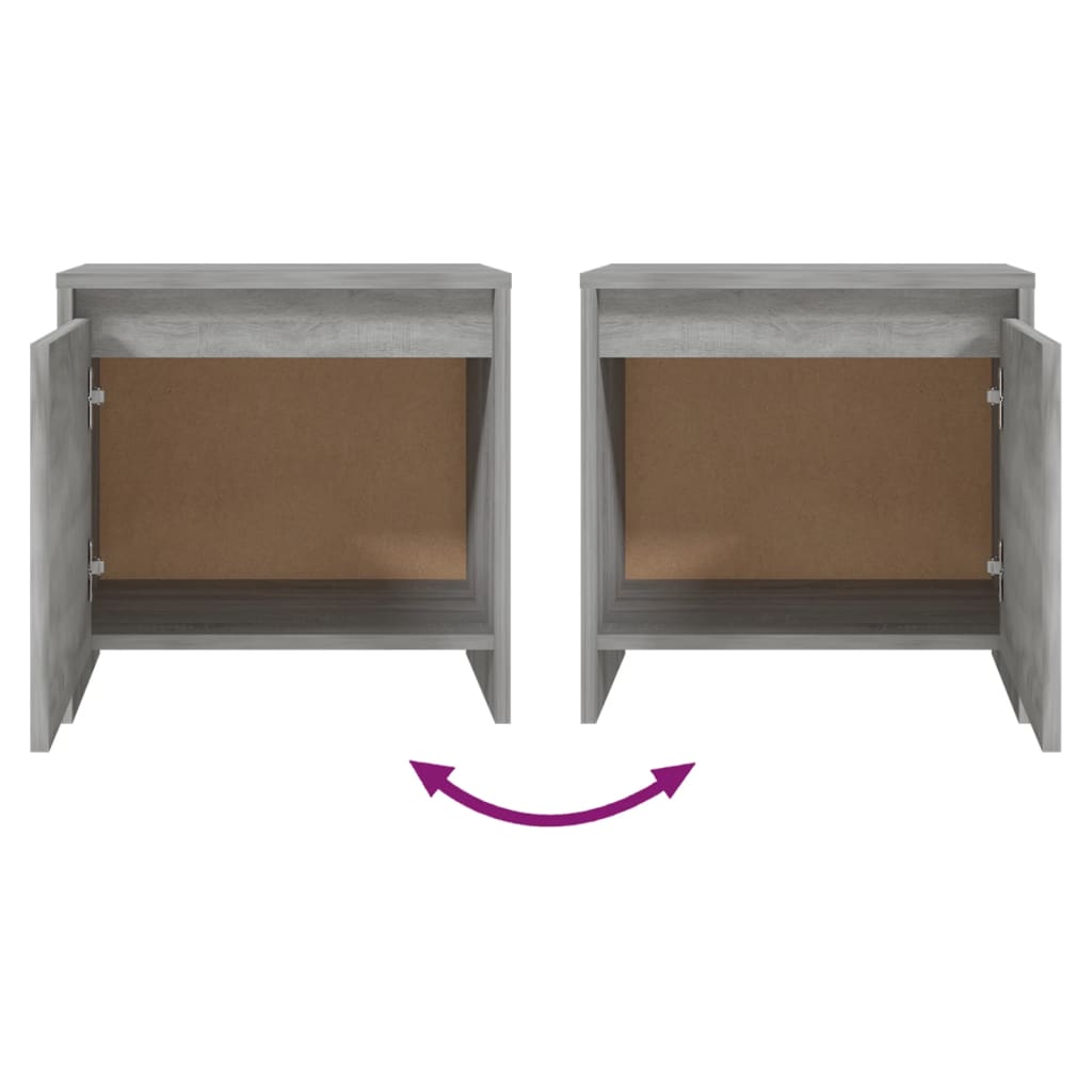 Nachtkastjes 45X34X44,5 Cm Bewerkt Hout Eiken 2 Grijs sonoma