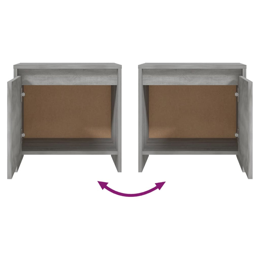 Nachtkastjes 45X34X44,5 Cm Bewerkt Hout Eiken 2 Grijs sonoma