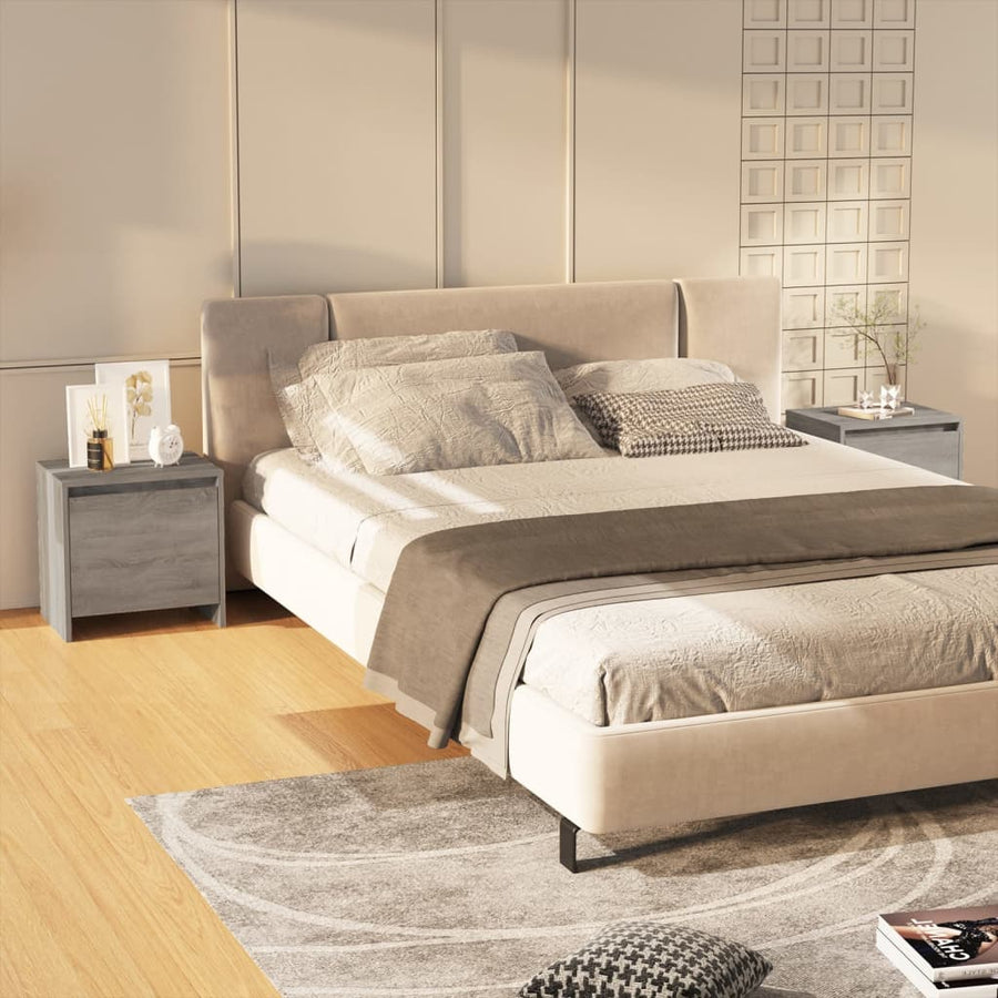 Nachtkastjes 45X34X44,5 Cm Bewerkt Hout Eiken 2 Grijs sonoma