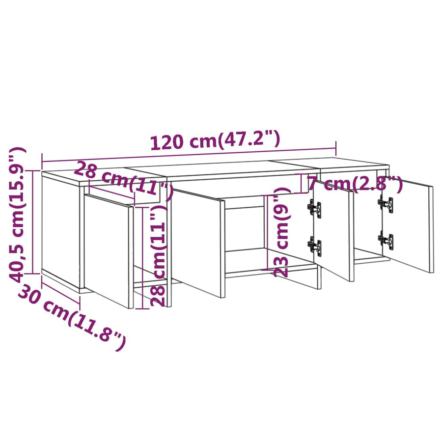 Tv-meubel 120x30x40,5 cm spaanplaat gerook eikenkleurig Gerookt eiken