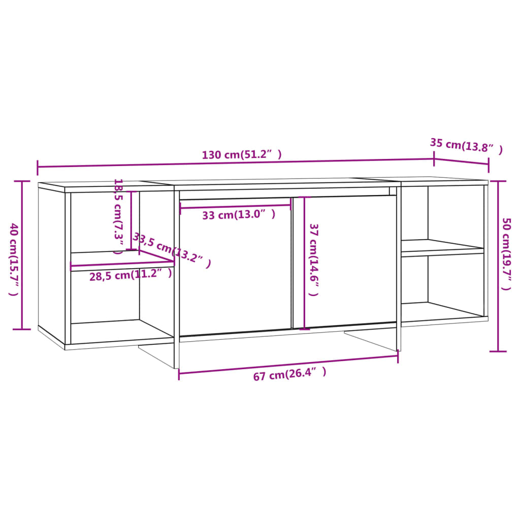 Tv-Meubel 30X35X50 Cm Spaanplaat Kleurig Gerookt eiken