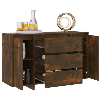 Dressoir Met 3 Lades 120X41X75 Cm Bewerkt Hout Gerookt eiken