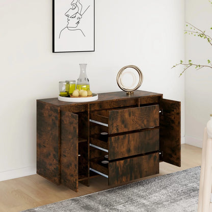 Dressoir Met 3 Lades 120X41X75 Cm Bewerkt Hout Gerookt eiken