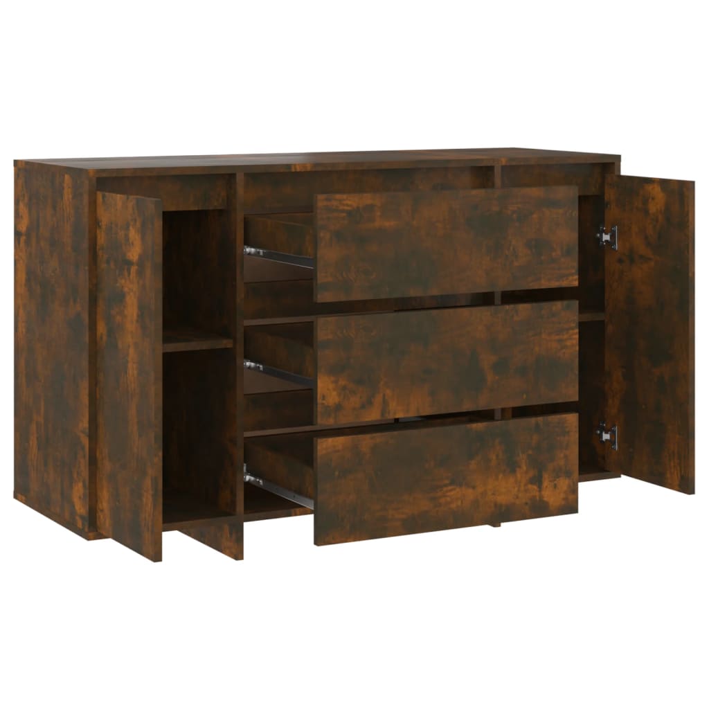 Dressoir Met 3 Lades 120X41X75 Cm Bewerkt Hout Gerookt eiken