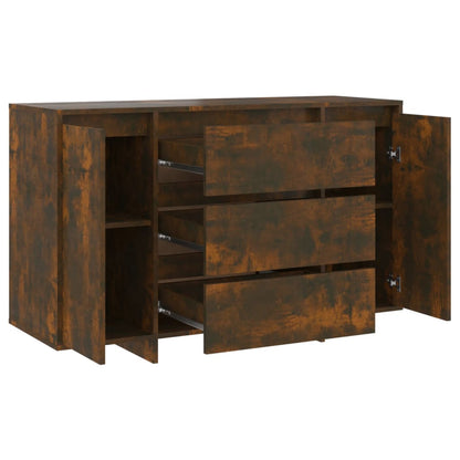 Dressoir Met 3 Lades 120X41X75 Cm Bewerkt Hout Gerookt eiken