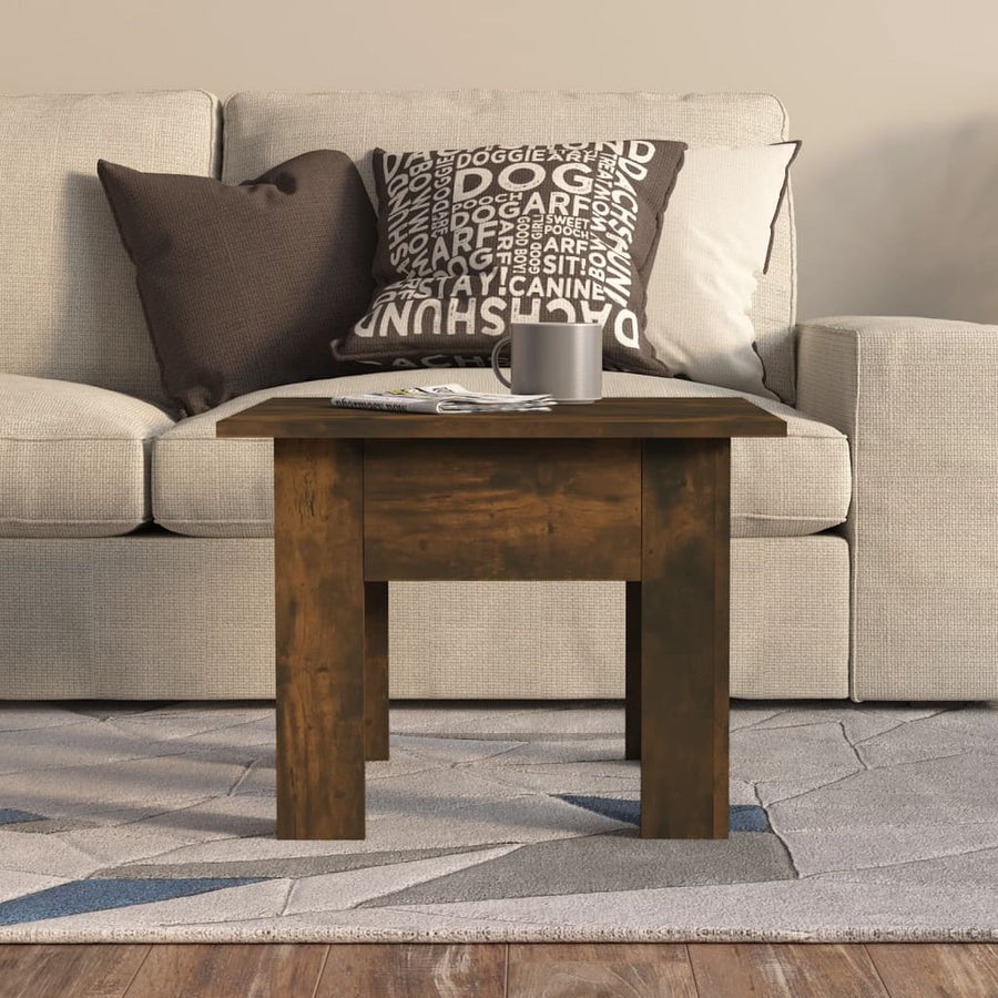 Salontafel 55x55x42 cm bewerkt hout gerookt eikenkleur