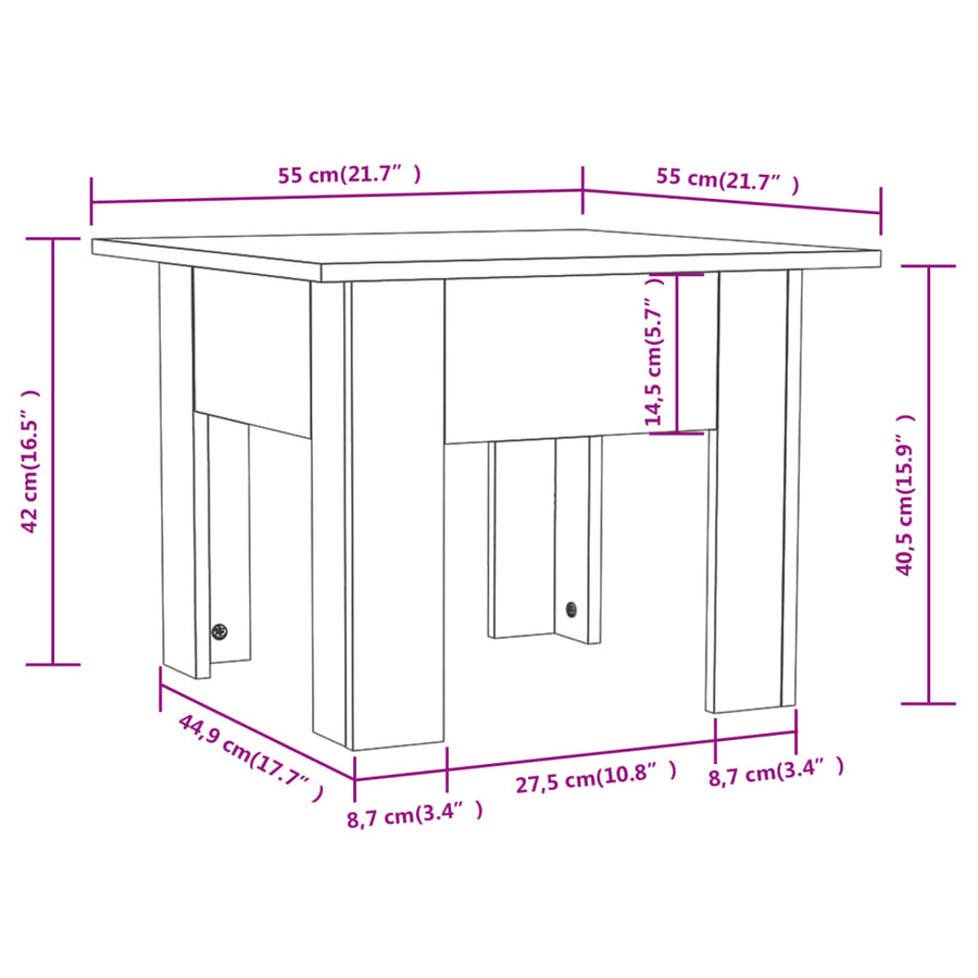 Salontafel Spaanplaat 55 x 55 x 42 cm