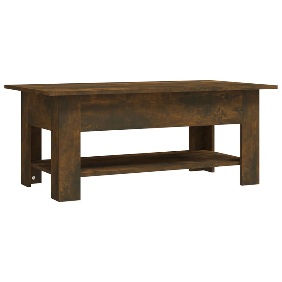 Salontafel 102X55X42 Cm Bewerkt Hout Gerookt Eikenkleurig