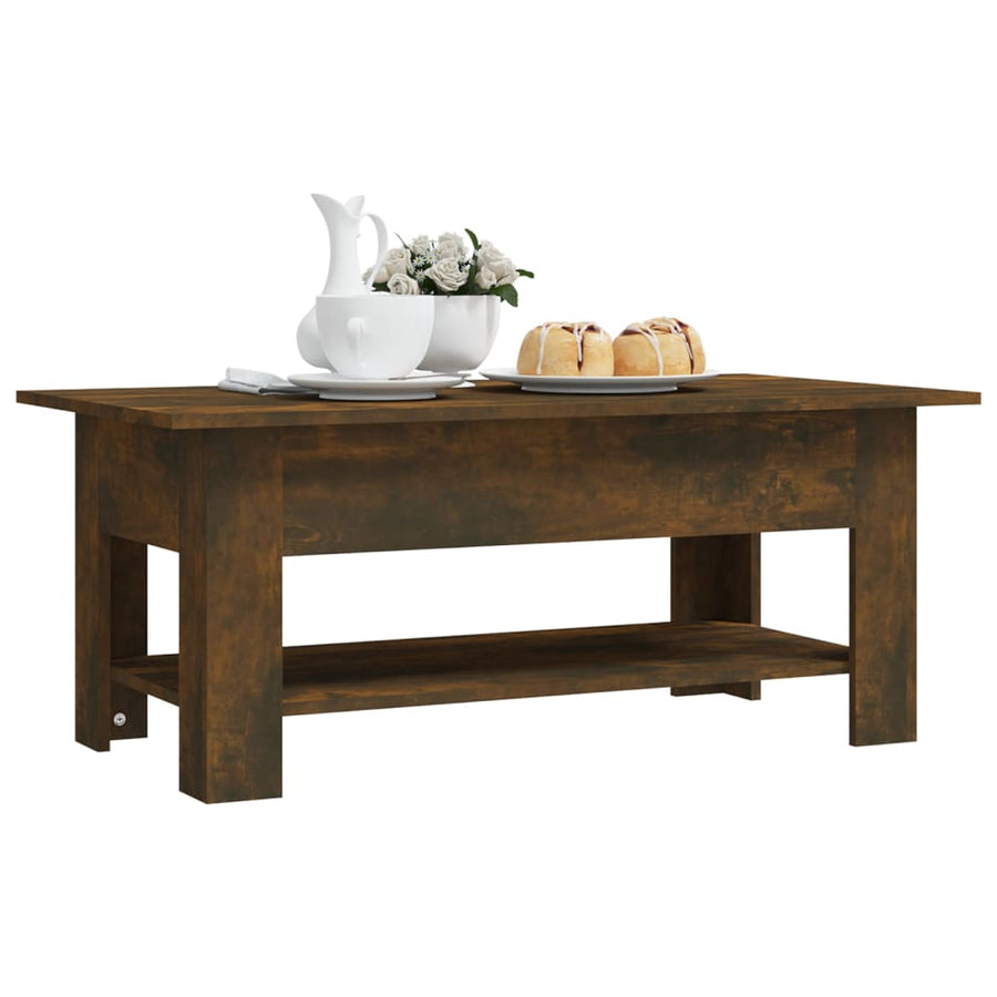 Salontafel 102X55X42 Cm Bewerkt Hout Gerookt Eikenkleurig